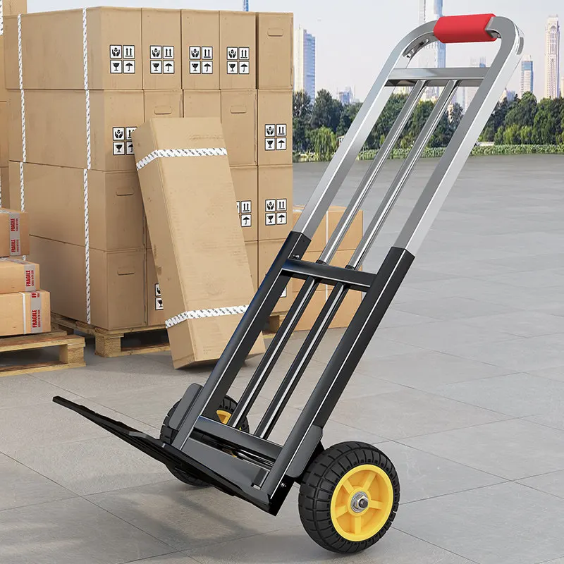 Heavy Load Folding Hand Trolley Steel Thickened Plate Quiet Big Wheel Stair Climbing Lightweight Household Luggage Cart
