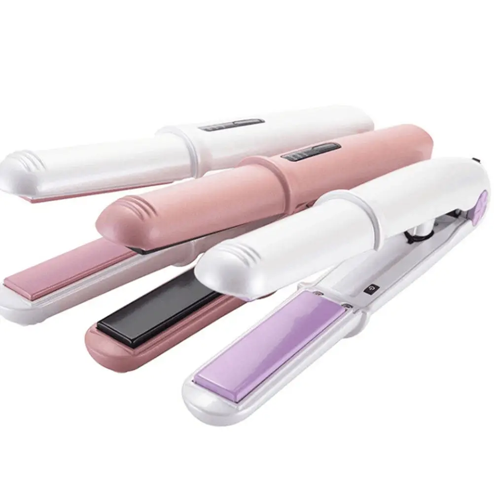 

USB-выпрямитель и плойка для волос 2-в-1, электрический стайлер, розовый/черный, с керамическим нагревателем, LED-дисплеем, вращающимся на 360° шнуром