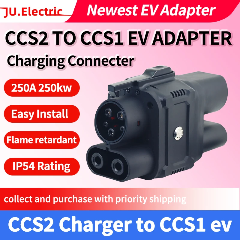 

CCS2 to CCS1 EV Charger Adapter 250A DC Electric Vehicle Charger Connecter for CCS2 Charger To CCS1 Electric Car Adapter