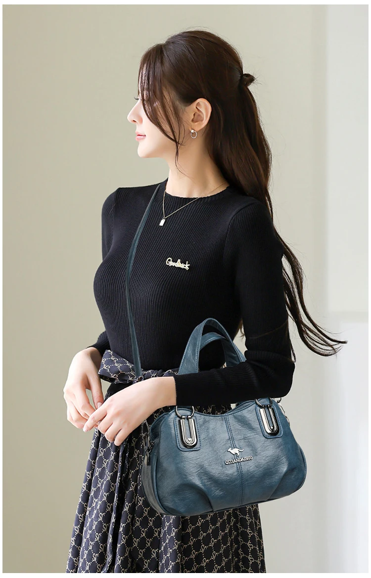 European and American Minimalist Retro Versatile Multi-Layer Large Capacity Single Shoulder Crossbody Handbag Bag for Women