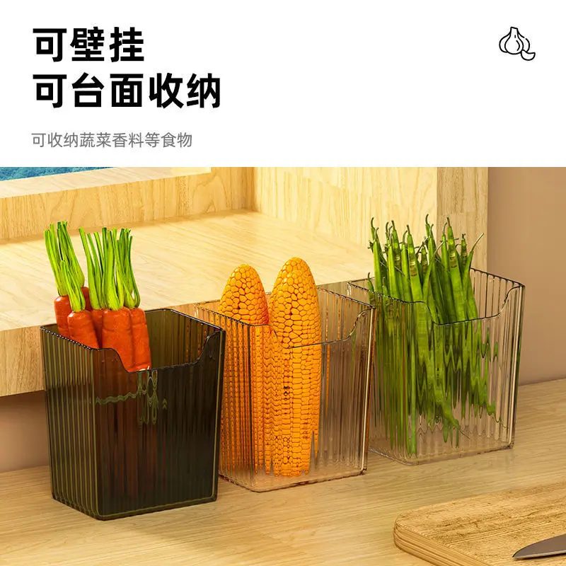 Kitchen Garlic Ginger And Onion Transparent Storage Basket Wall-Hanging Small Wall-Mounted Storage Box Storage Rack