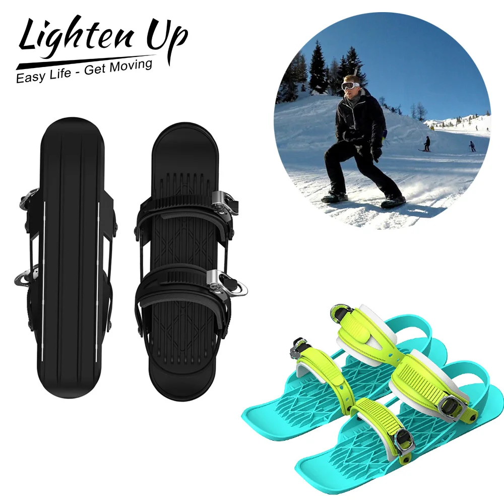 Adult Mini Ski Skates Short Skiboard Snowblades with Adjustable Bindings Portable Skiing Shoes for Snow-All-Mountain Performance
