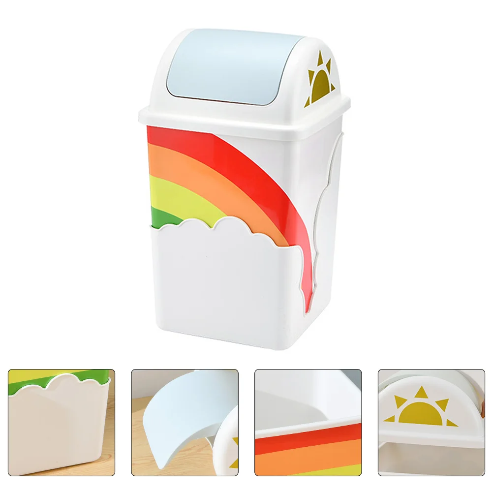 

Rainbow Trash Can Waste Bin Plastic Rubbish Holder Wastebasket Garbage Kids Room Decor Office