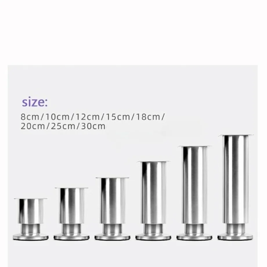 4PCS Height Adjustable Stainless Steel Furniture Feet Legs Kitchen Cabinet Sofa Legs Round Stand furniture leg