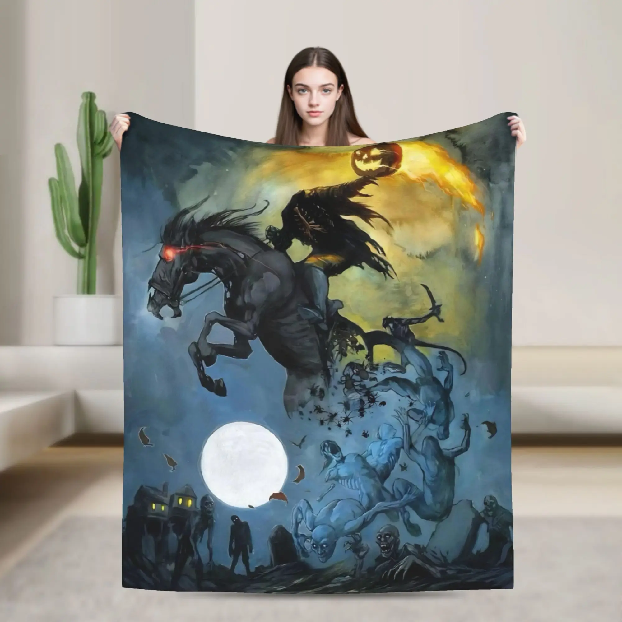 New Arrival Headless Horseman  Blanket Ultra-Soft Velvet  Cozy Throw Blankets Machine Washable