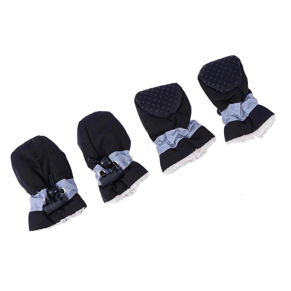 

Pair Warm Dog Shoes for Dogs Non-Slip Waterproof Booties Indoor Outdoor Use Elastic Band Protect Small Large Dogs Size 1 Black