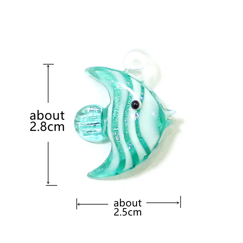 Dopamine Cute Mini Fish Glass Pendant Silver Foil Marine Animal Charm DIY Craft Jewelry Making Accessories for Handmade Lovers