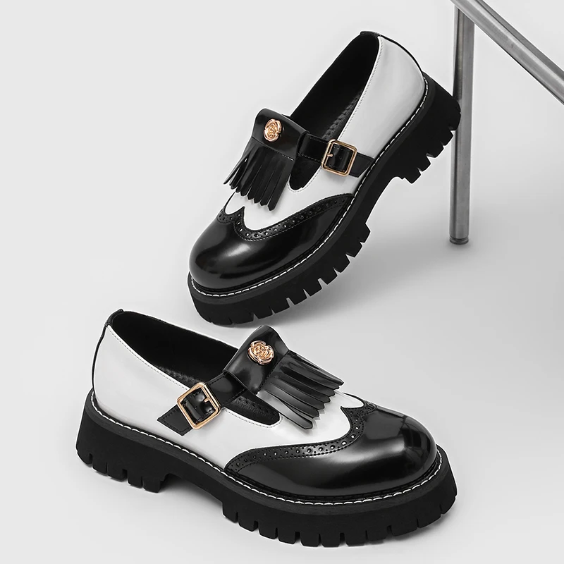 Classic Men Thick-soled Derby Shoes White Color Men One-piece Casual Comfortable Loafers Rubber Sole Suitable for All Seasons