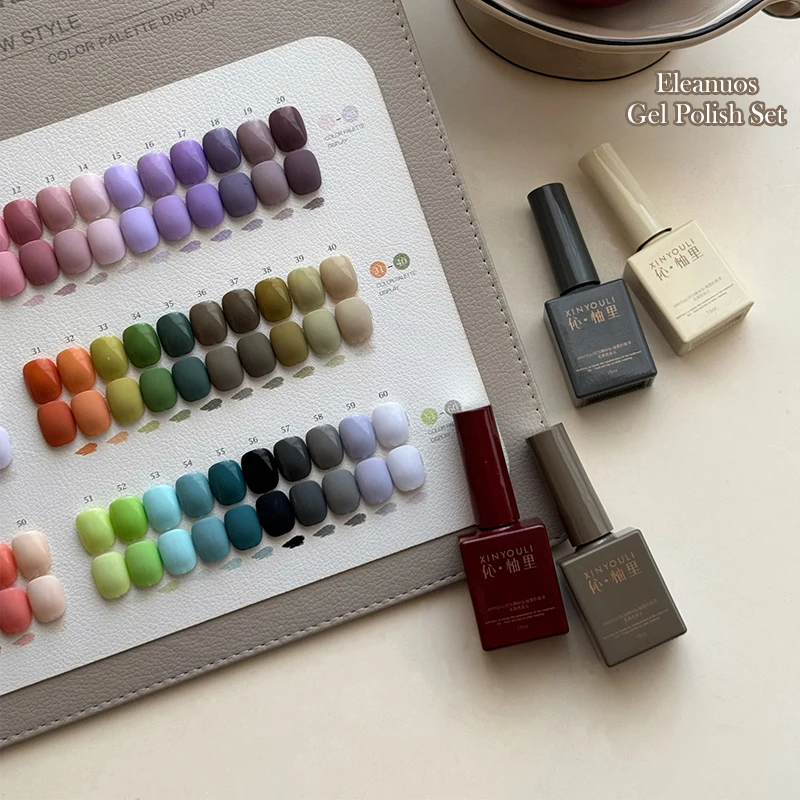 Eleanuos Nieuwe gel Polijsten 60PCS Gemengde Vernis Inweken Kleur gel Effen Kleur Blijvende UV LED Nail Design Salon Hoge kwaliteit Kit