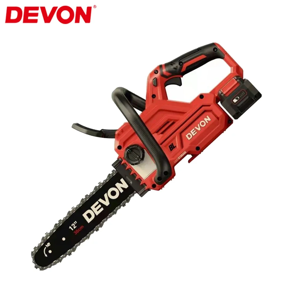 Devon Cordless Chain Saw Brushless Motor 4557 20v 7.9m/s Auto Filling Oil for Woodworking Universal Flex Battery Platform