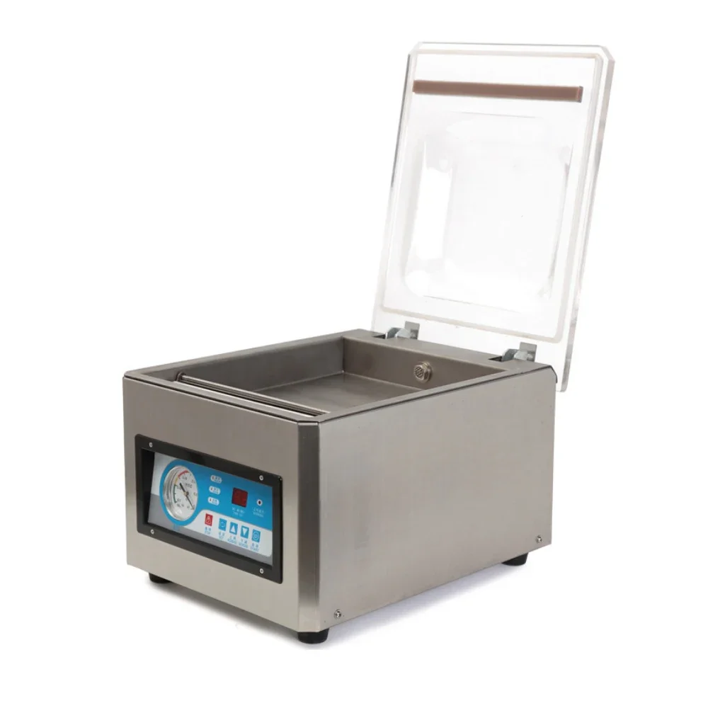 DZ260 Máquina envasadora de sellado al vacío de bolsas de frijoles con fechas y fechas de una sola cámara pequeña de escritorio semiautomática