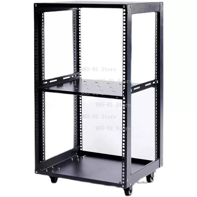 18U/12U Open Network Cabinet - 2mm Adjustable Shelf Mobile Server Rack with 4 Wheels