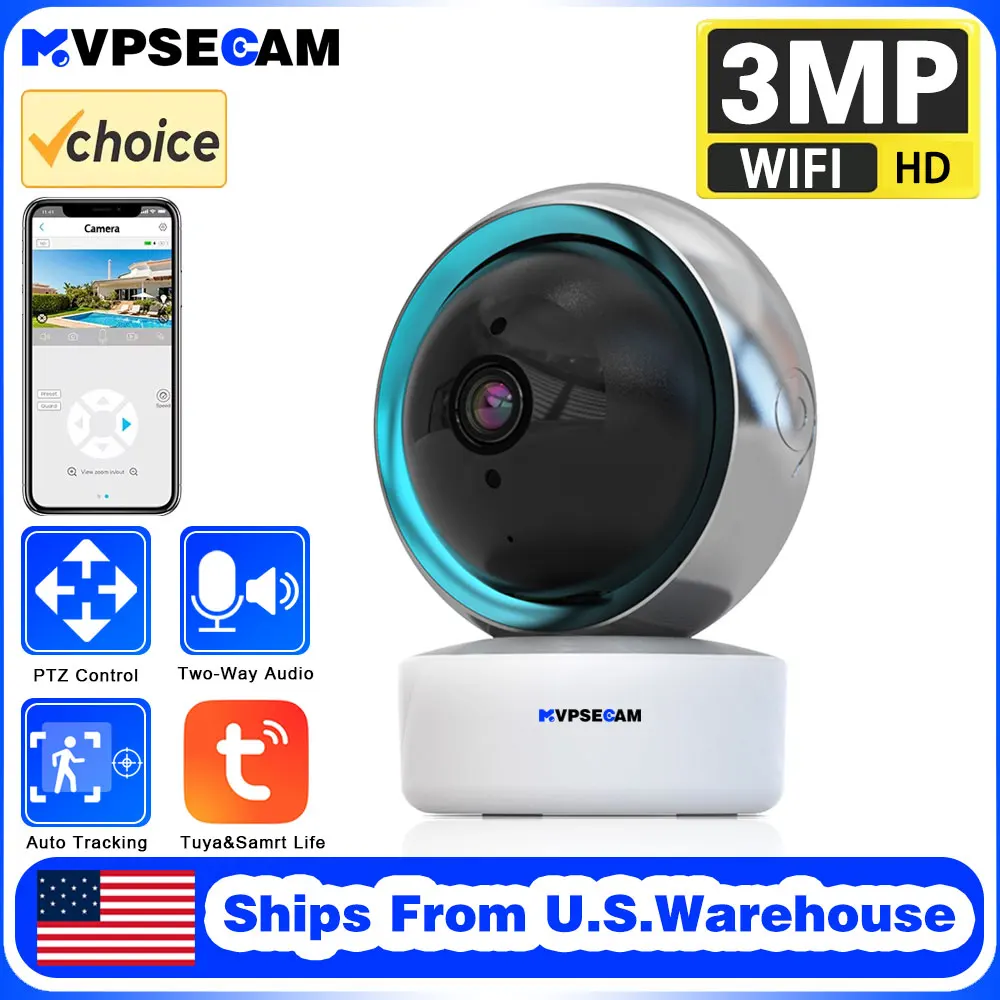 Tuya Smart Life 3MP Webcam Smart Mini Audio Auto Tracking Indoor Baby Monitor Private Mode Security CCTV WiFi PTZ Home IP Camera