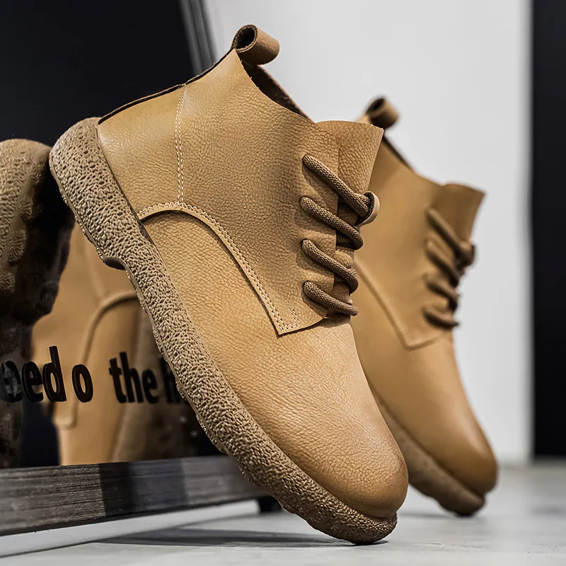 

Men's Soft-Soled Work Shoes, High-Top Leather Shoes, Casual Workwear Boots, Classic Trend, Autumn