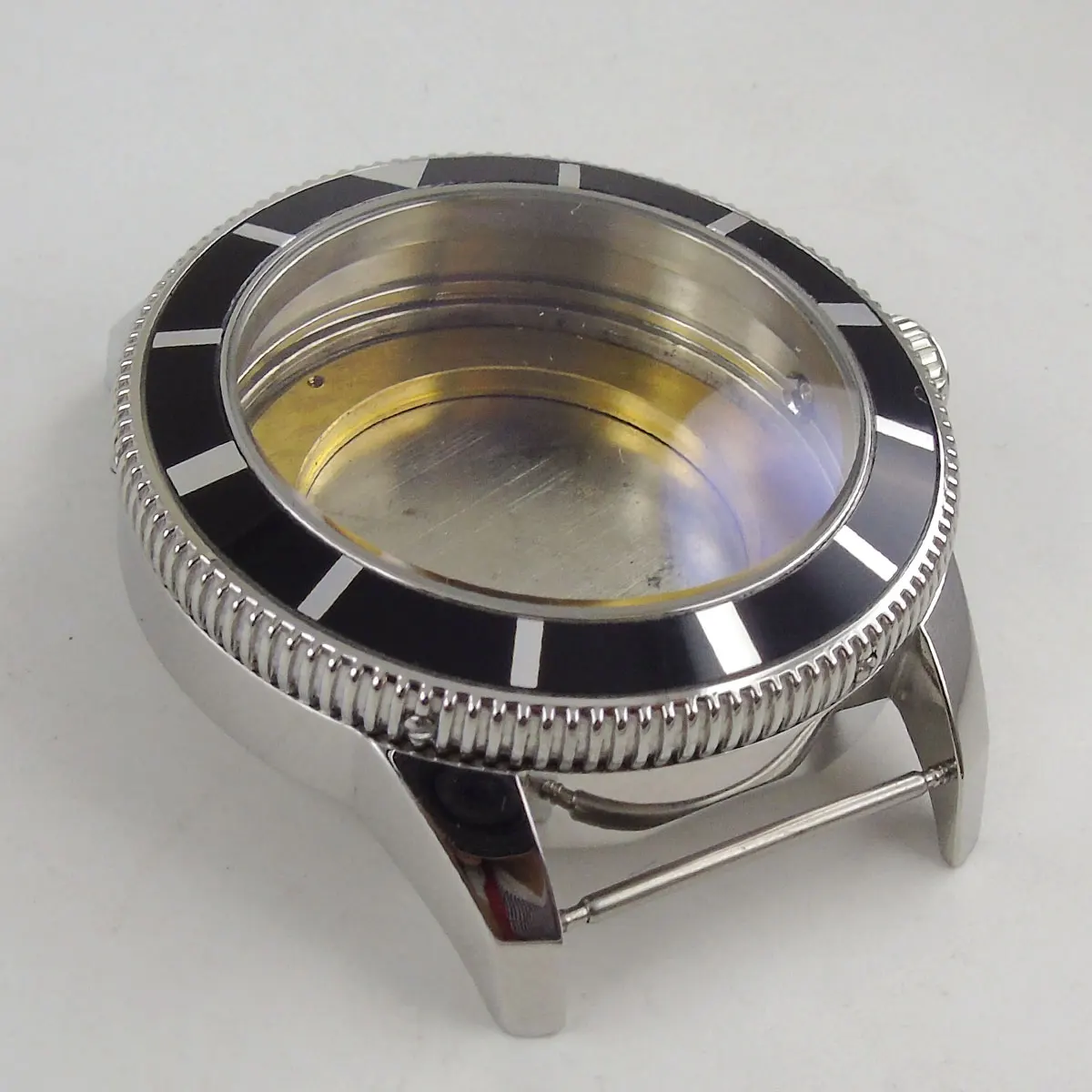 Silver/PVD Watch Case 46mm Fit ETA 2836 Miyota 8215 821A 8205 DG Mingzhu2813 3804 ST1612 Automatic Movement Aluminum Alloy Bezel