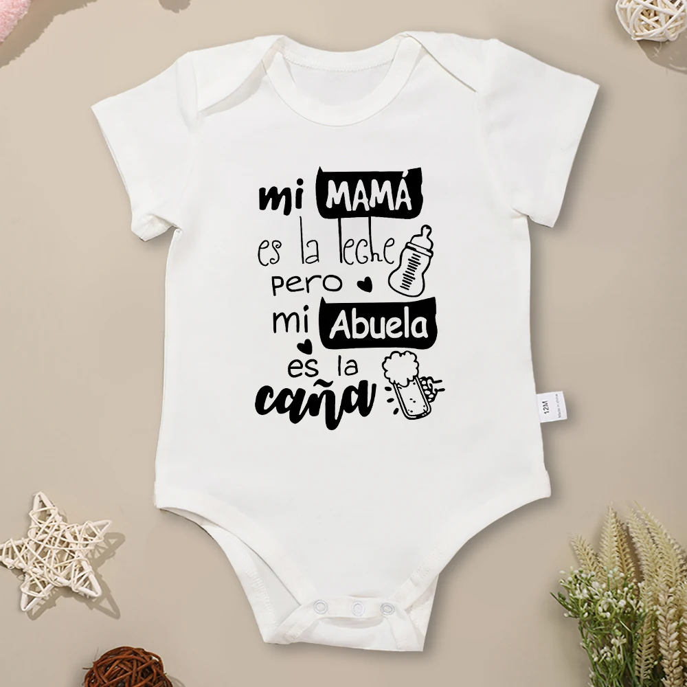 

Spanish Baby Girl Clothes 100% Cotton Onesie “Mi Mamá Es La Leche” Funny Newborn Boy Bodysuit Summer Breathable Infant Outfits