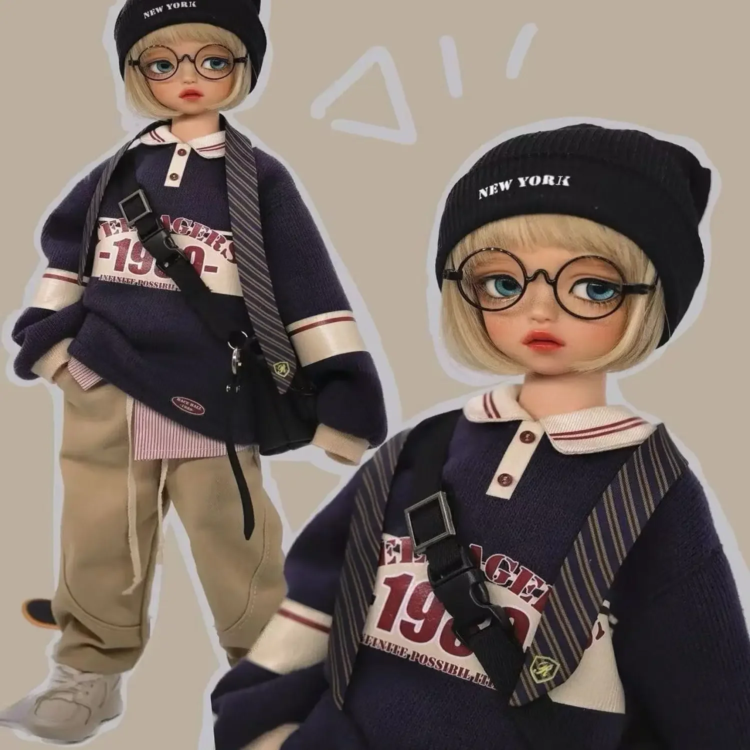 แฟชั่น 1/4 ตุ๊กตาเสื้อผ้าชุดสําหรับ 45 ซม.ตุ๊กตา Bjd เบสบอลเสื้อผ้าชุดสาวของเล่นแต่งตัว Play House ตุ๊กตาอุปกรณ์เสริม,ไม่มีตุ๊กตา