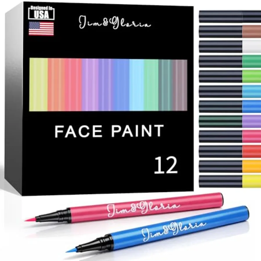 

JimandGloria Water Resistant Face Paint Tattoo Pen, Temporary Tattoo Markers for Skin, Body Painting Kit, Teen Girl Gifts Trend