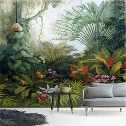 Medieval hand-painted tropical rainforest plant tapestry wall background decoration hanging cloth bedroom home decoration