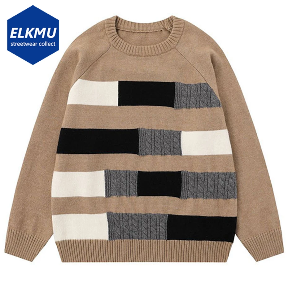 

Color Block Patchwork Sweaters Casual Loose Sweaters Knit Jumper Streetwear Harajuku Oversized Sweaters