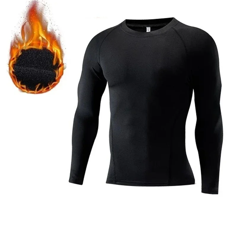 Winter Men Undershirts Thermal Underwear Thin Fleece Elastic Compression Fitness for Sprots Wear Quick-drying Cold Protection