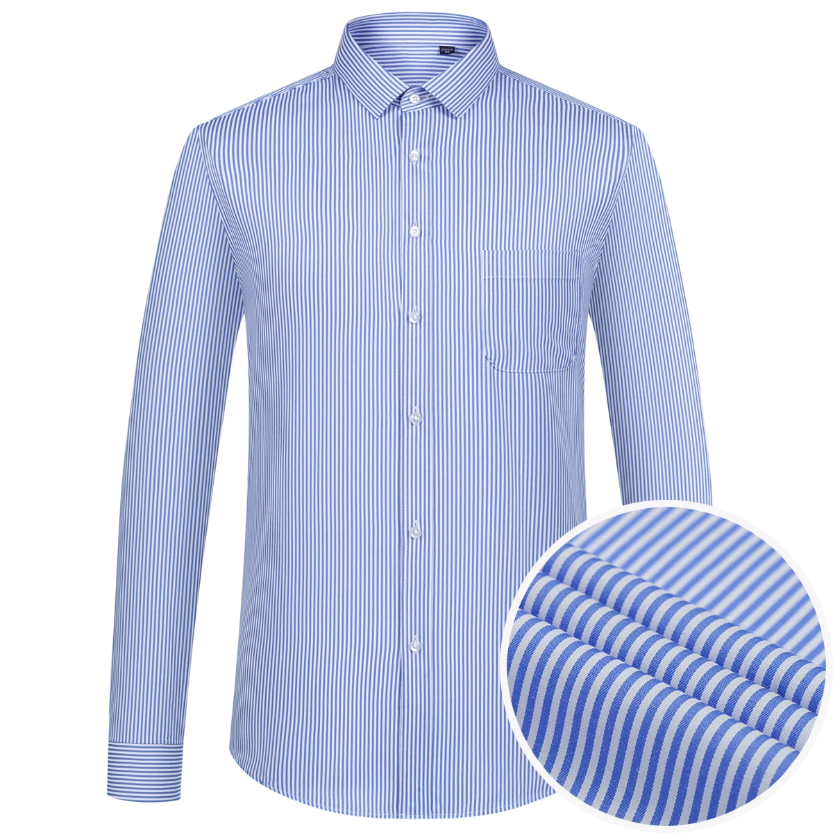

Men's Dress Shirts Long Sleeve Button Down Striped Shirt for Men Regular Fit Wrinkle Resistant Shirts with Pocket