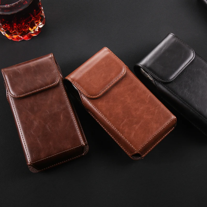 Luxury Cow magnetic Leather Belt Clip Phone Case Men Travel Waist Bag For iPhone  Samsung Xiaomi Smart phone Holster Pouch Cover