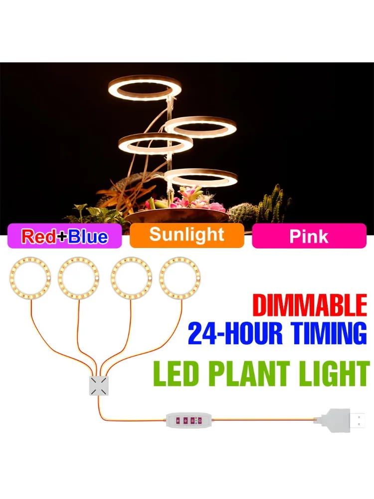 Vollspektrum LED Pflanzenwachstumslampen USB Innenbeleuchtung für Sukkulenten 5V Dimmbare Blumen- und Sämlingsbeleuchtung für Topfpflanzen