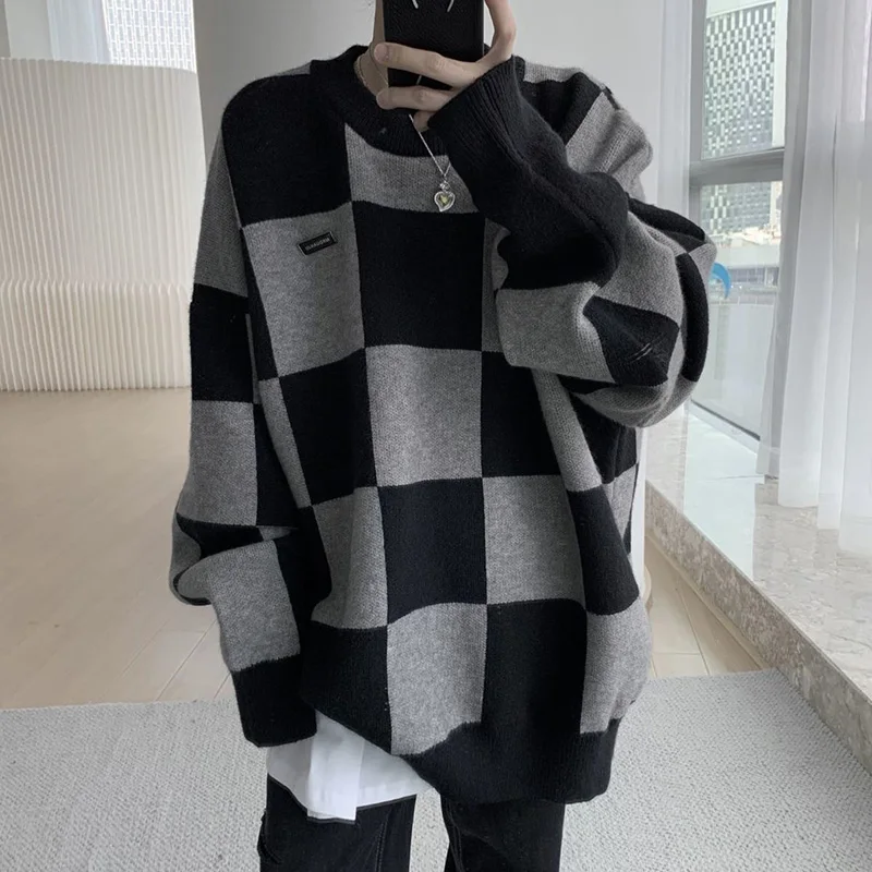 Fashion O-Neck Knitted Spliced Korean Color Sweaters Men\'s Clothing 2022 Autumn New All-match Casual Pullovers Loose Warm Tops