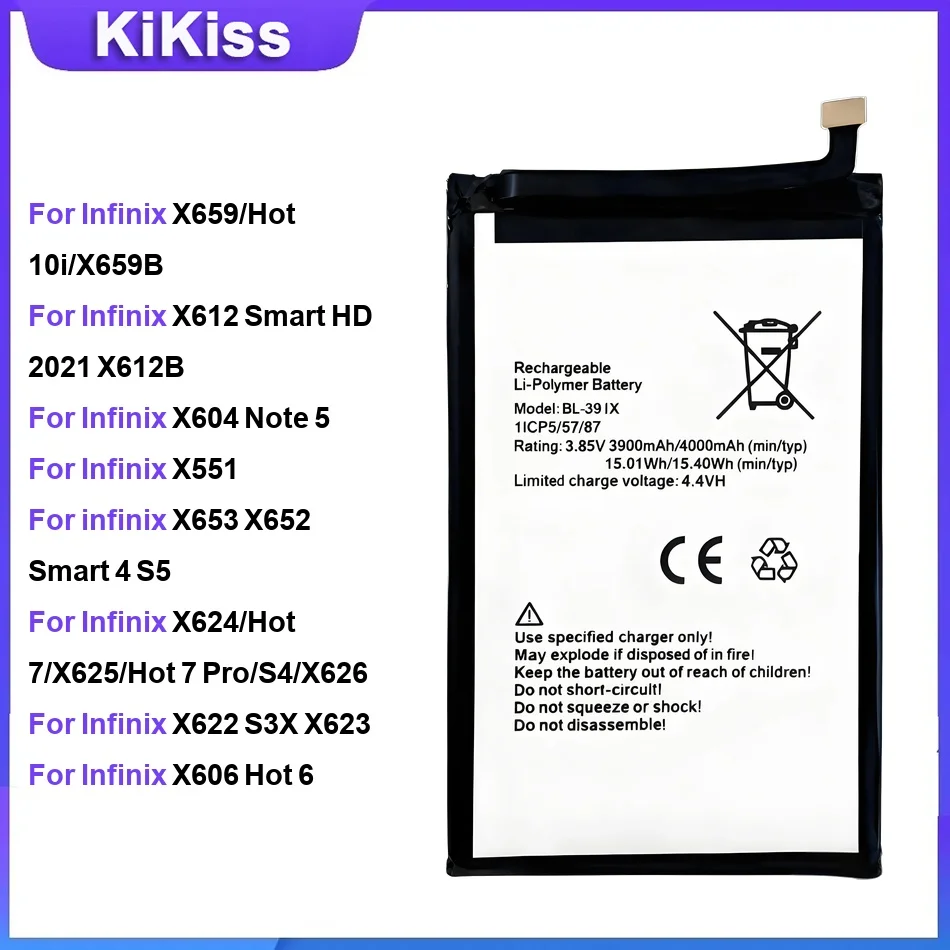 Battery For Infinix X659/Hot 10i/X659B X612 X604 X551 X653 X624 X622 X606 X573 X559 X690 X687 X605 BL-58CX BL-49IX BL-43BX