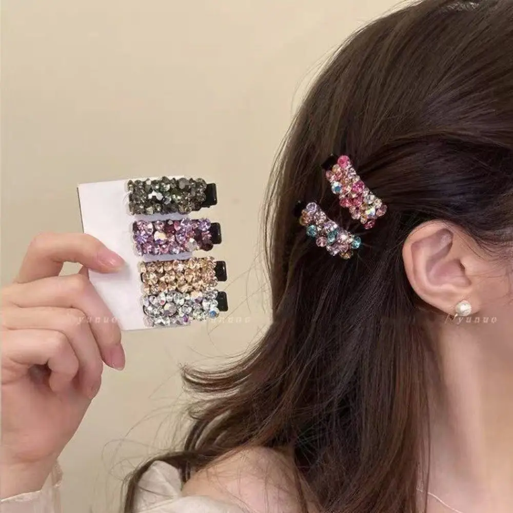 

Simple Rhinestones Colorful Rhinestones Hairpin Blingbling Shiny Cute Hair Clip Duckbill Clip Headwear Zircon Hairpin Kids