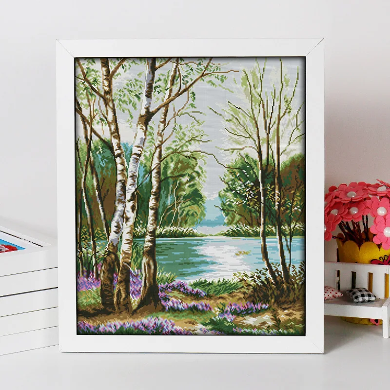 

Набор для вышивки крестом Joy Sunday с предварительной печатью, легкий узор, набор для вышивки из штампованной ткани Аиды, красивый вид озера