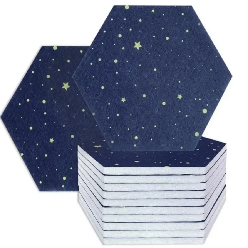 15pcs self-adhesive punch-free starry sky hexagonal felt board cork board message photo wall background wall 3D wall sticker