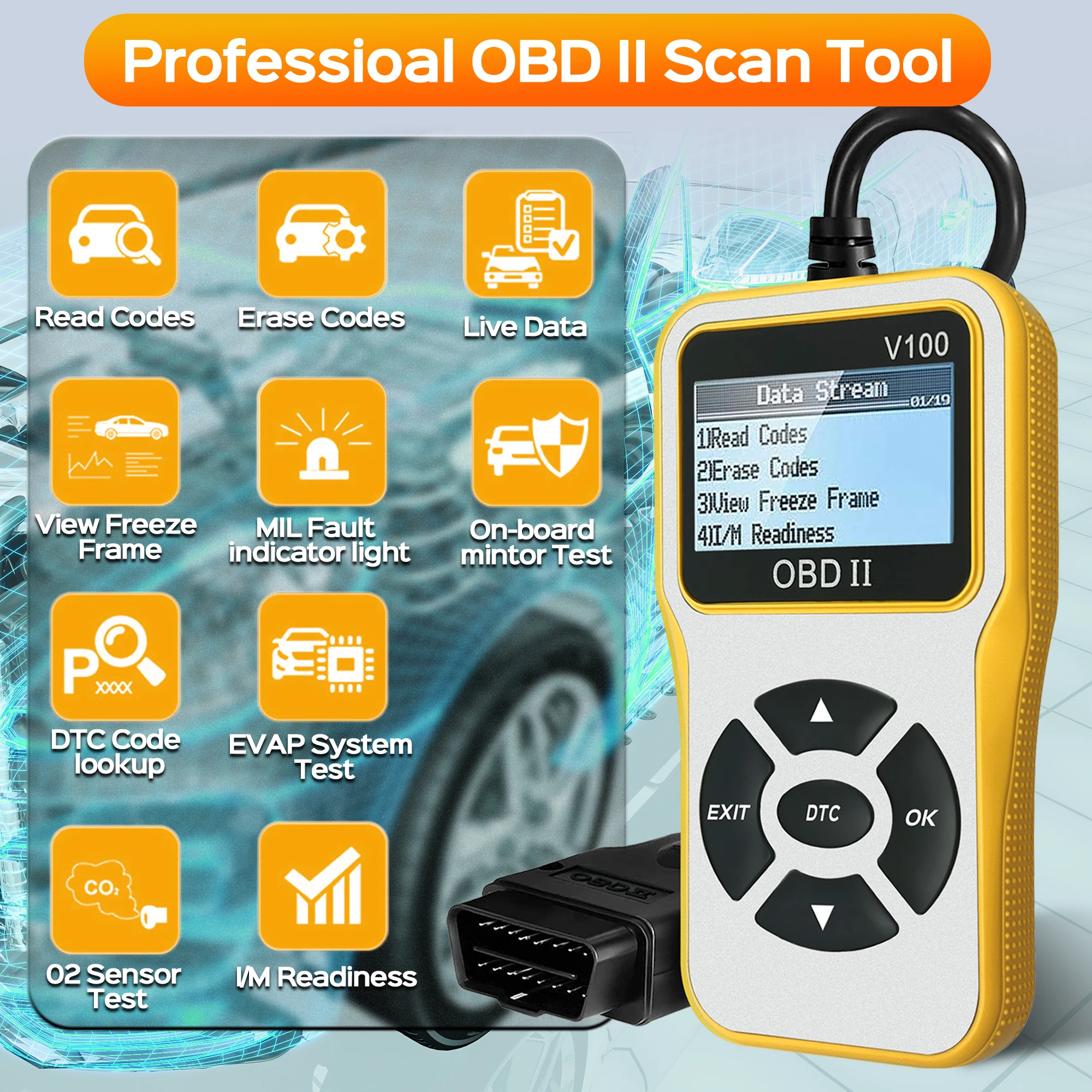 OBD2 Scanner Car Code Reader Plug and Play Fixd Car CAN Diagnostic Scan Tool Read and Clear Engine Error Codes