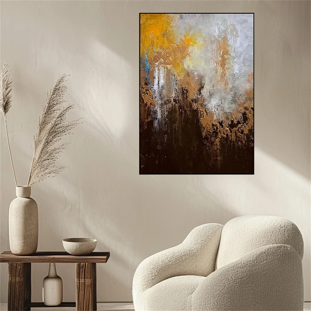 100% رسمت باليد لوحات زيتية حديثة على قماش مجردة راقصة جدار الفن لغرفة المعيشة ديكور المنزل المشارك الذهب محكم جدارية