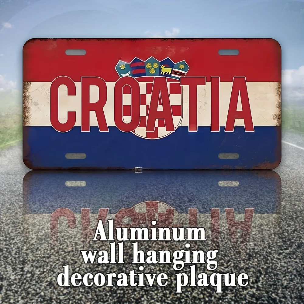 Croatia Vintage Aluminum Wall Hanging Decorative Plaque, Multifunctional Retro Sign for Home, Room, Restaurant, Bar, Cafe