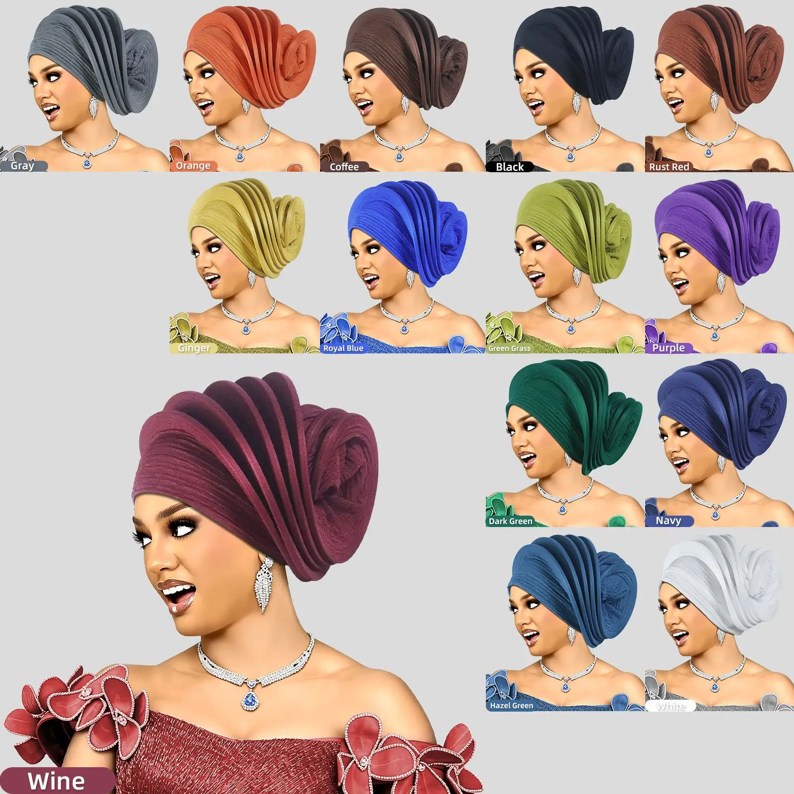 Already Made African Headtie Turban Cap Lady Head Wraps Nigerian Wedding Auto Gele Party Headgear Headpiece Hat Outfits