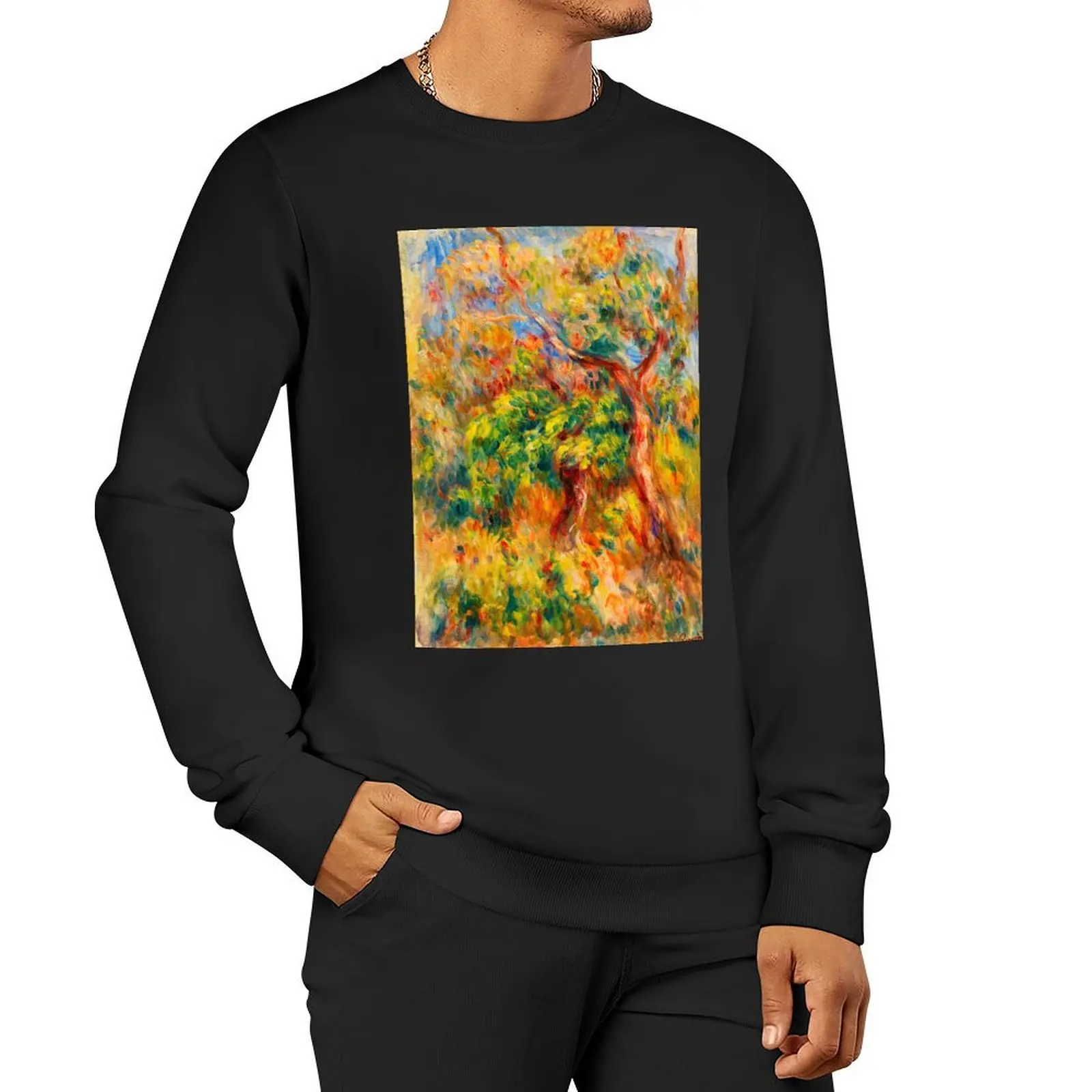 PIERRE-AUGUSTE RENOIR HD - Landscape (Paysage) (1916) Pullover Hoodie autumn tracksuit men men's clothing sweatshirt men