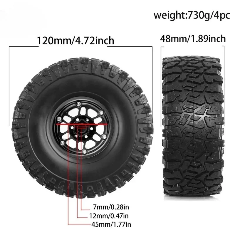 

1/10 RC Crawler 1.9 Beadlock Wheels Tires Height Soft for Trxs TRX4 Axial SCX10 II III Redcat Gen 8 Rocks Mud