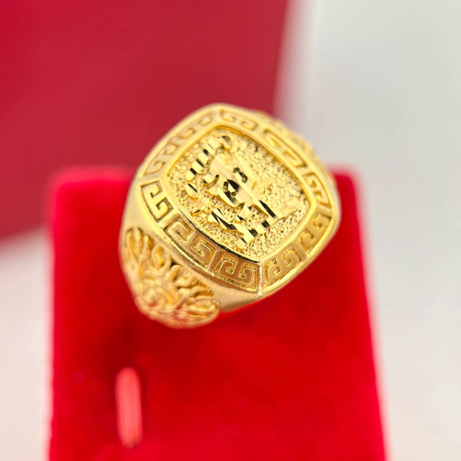 Luxury 24K 9999 Pure Gold real gold Men's Open-mouth Character Ring Ancient Square Ring