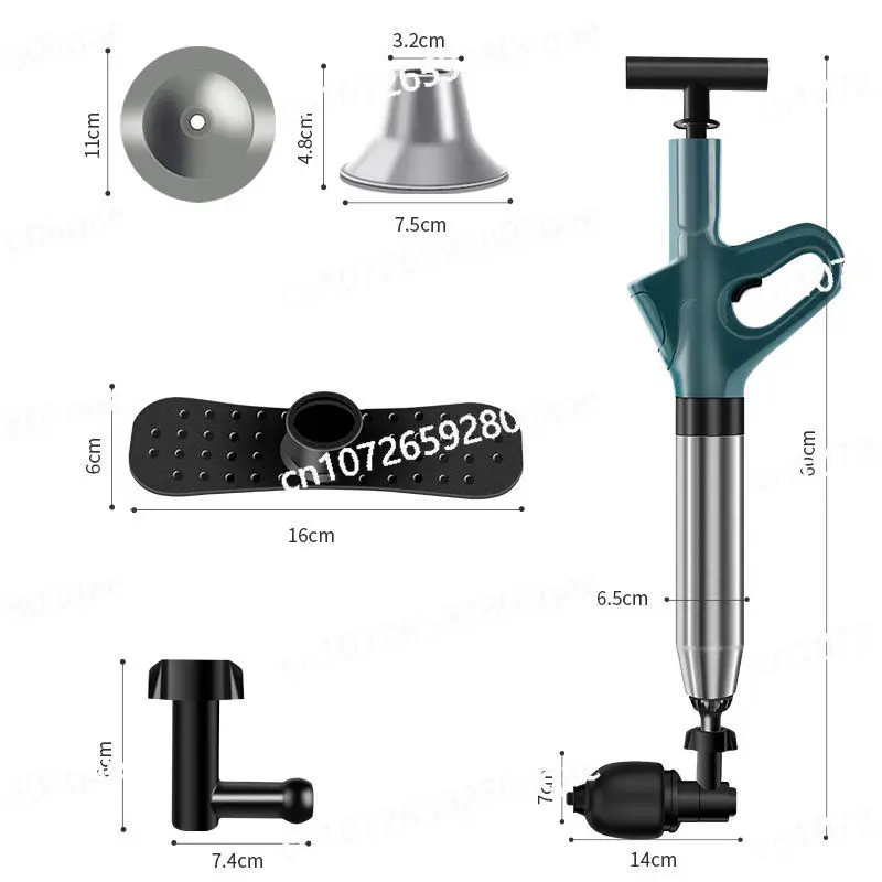 Toilet Dredger, Household Sewer Pipe, Toilet Floor Drain Blockage, High Pressure One-shot Tool 12th Generation Steel Drum