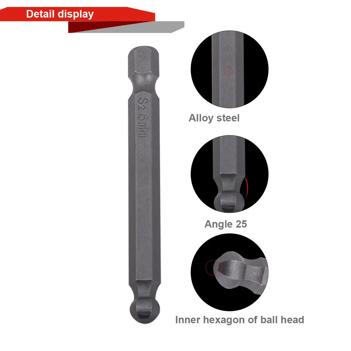 7Pcs Alloy Steel Ball End Screwdriver Bits Set Precision Hex Hexagon Bar Suitable for Electric Screwdrivers Air Drills view 4