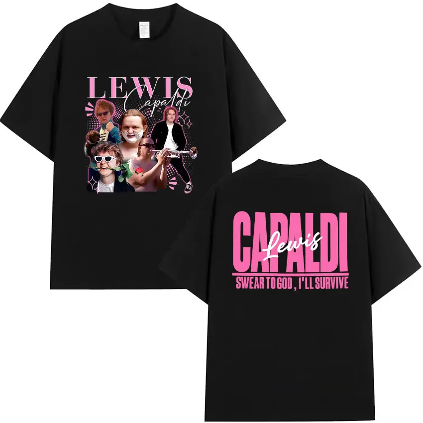 

Модная мужская футболка Singer Lewis C-Capaldi World Tour 2025 года, готическая хлопковая футболка большого размера, удобная футболка с короткими рукавами унисекс