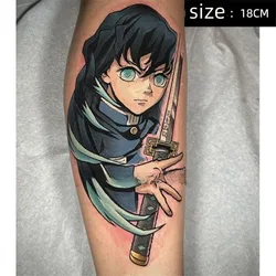 Anime Tokitou Muichirou Tatuaggi Temporanei Del Fumetto Kisatsuta Trasferimento Del Tatuaggio Body Art Impermeabile Falso Tatoo Adesivo per Donna Uomo