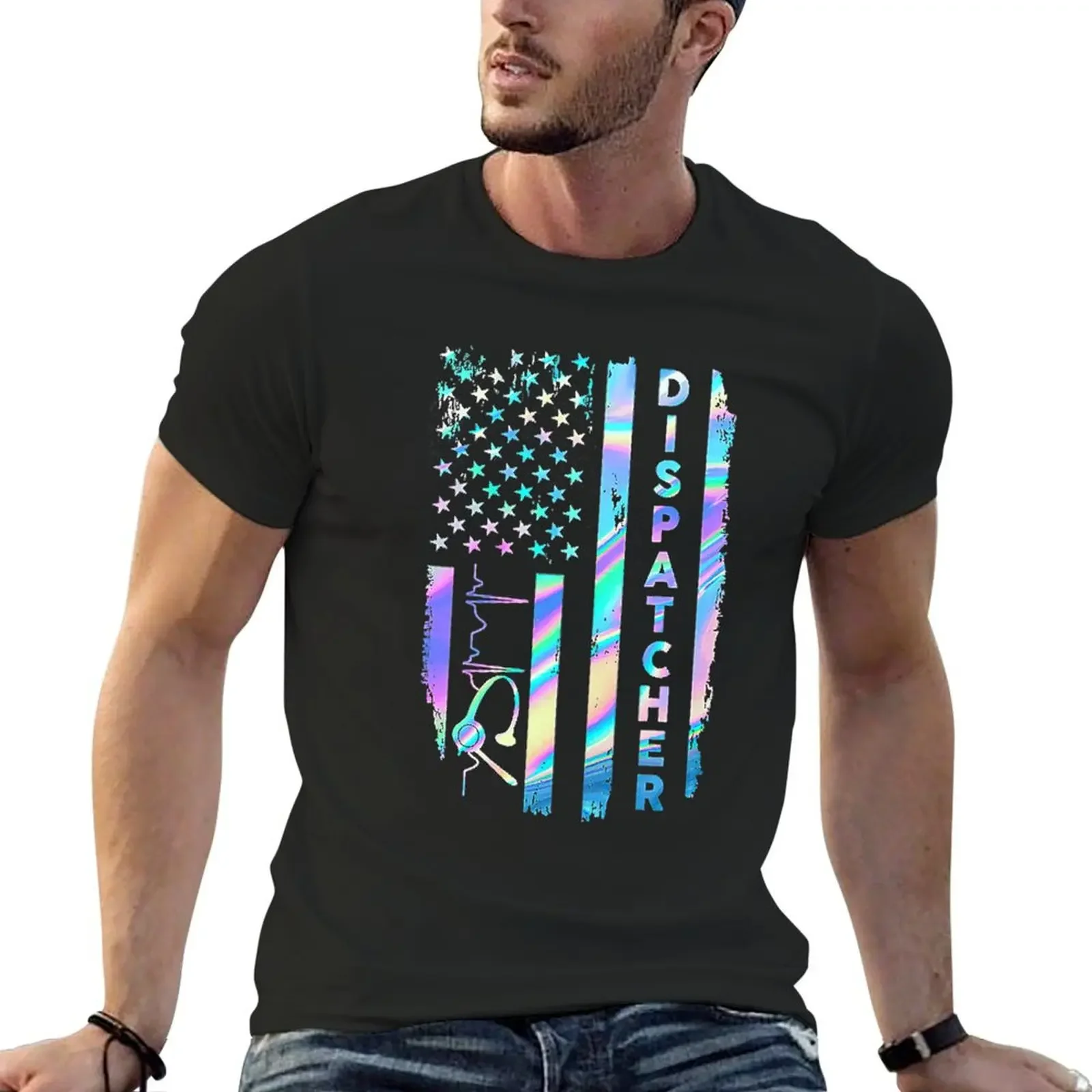 Dispatcher Flag USA T-Shirt graphics shirts graphic tees outfits for men