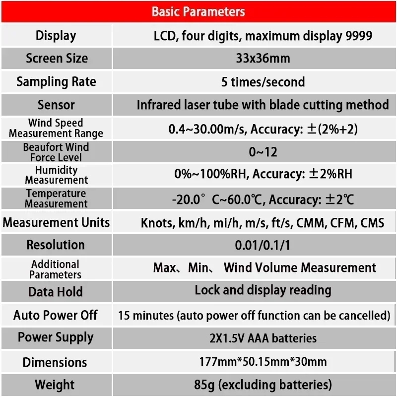 Premium Anemometer Air Volume Wind Temperature And Humidity Measurement Anemometer ZOYI Handheld ZT-FS1 High Precision