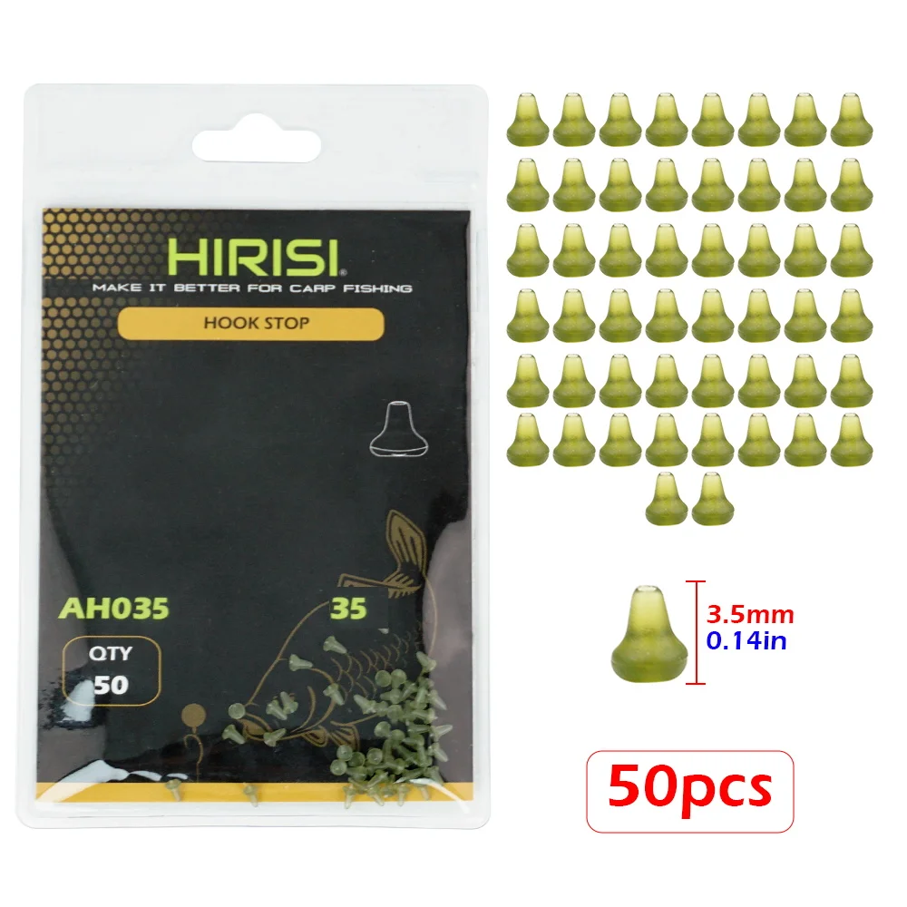Hirisi 50-teiliges Angelhaken-Stopper-Set, Weiche Gummi-Endstopper für Karpfenangeln, 4 Farben, Angelzubehör