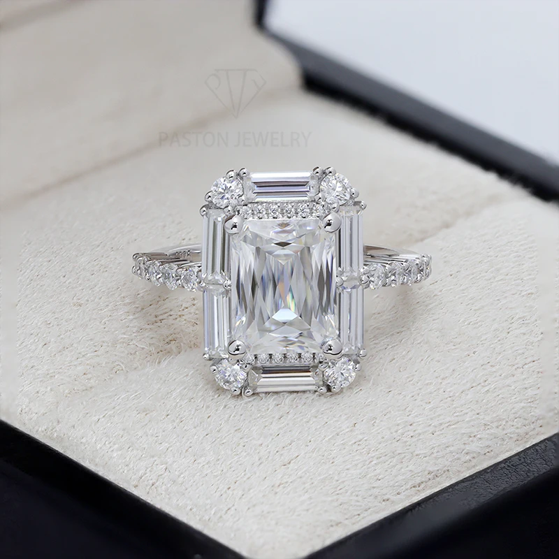 الباستون مخصص الفضة مويسانيتي الدائري D VVS1 3ct 7x9 مللي متر متقاطع قطع مويسانيتي الماس المشاركة النساء الدائري