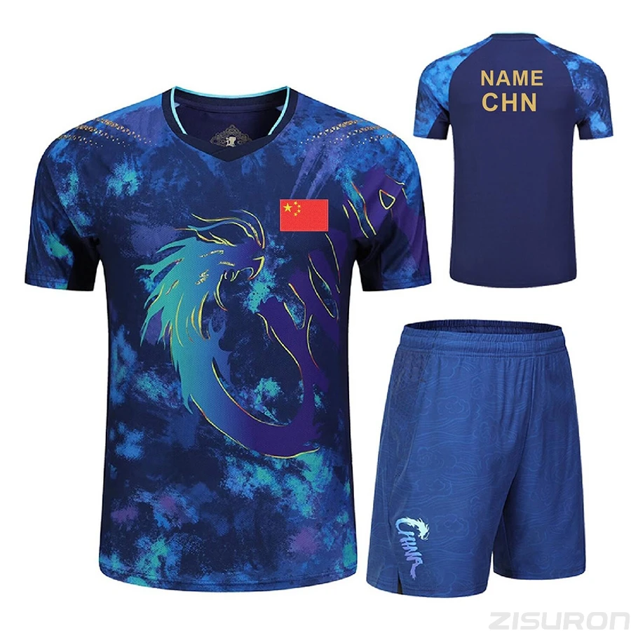 Custom Text 2024 CHINA Dragon uniform Championship Table Tennis shirts shorts suits for Men Women Children pingpong sports set