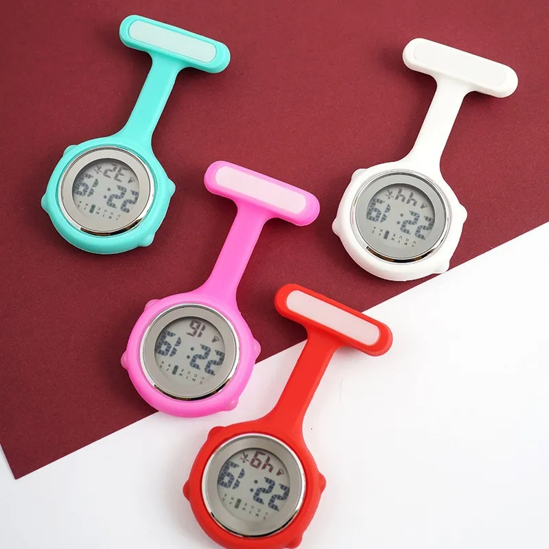 الرقمية سيليكون ممرضة ساعة متعددة الوظائف إنذار ساعة توقيت موضة المرأة بروش دبوس فوب ساعة جيب Montres Infirmieres #3